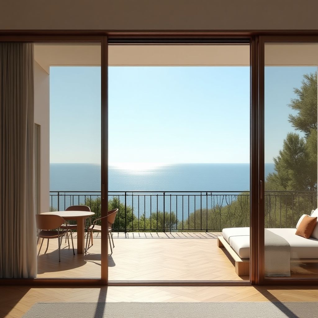 Baie vitrée coulissante terrasse